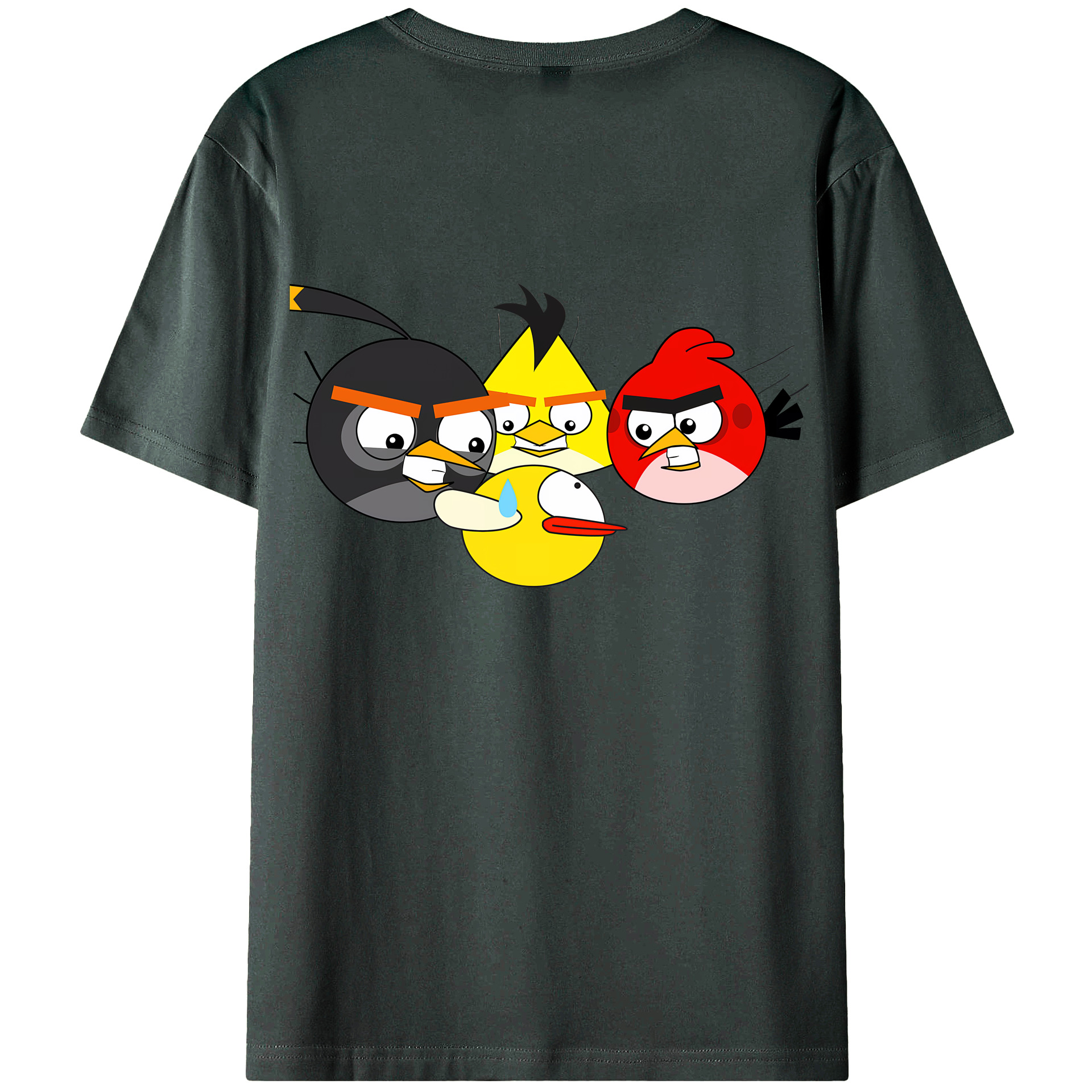 （画像用） Angry Birds アングリーバード 綿100％ メンズ半袖Tシャツ（バックプリント） 通気性